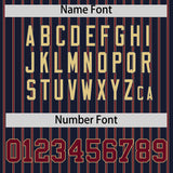 Custom Navy Khaki Tricolor Stripe Fashion Authentic Baseball Jersey