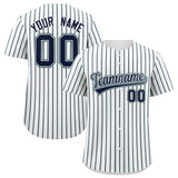 Custom White Navy Tricolor Stripe Fashion Authentic Baseball Jersey