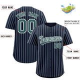 Custom Navy White Tricolor Stripe Fashion Authentic Baseball Jersey
