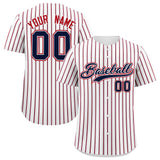 Custom White Navy Tricolor Stripe Fashion Authentic Baseball Jersey