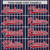 Custom Navy White Tricolor Stripe Fashion Authentic Baseball Jersey