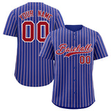 Custom Royal White Tricolor Stripe Fashion Authentic Baseball Jersey