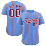 Custom Powder Blue White Tricolor Stripe Fashion Authentic Baseball Jersey