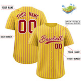 Custom Gold White Tricolor Stripe Fashion Authentic Baseball Jersey