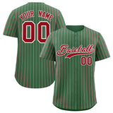 Custom Kelly Green White Tricolor Stripe Fashion Authentic Baseball Jersey