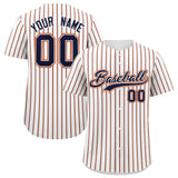 Custom White Navy Tricolor Stripe Fashion Authentic Baseball Jersey
