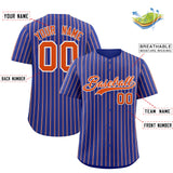 Custom Royal White Tricolor Stripe Fashion Authentic Baseball Jersey