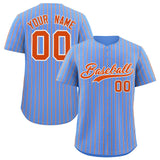 Custom Powder Blue White Tricolor Stripe Fashion Authentic Baseball Jersey
