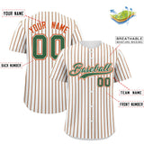 Custom White Kelly Green Tricolor Stripe Fashion Authentic Baseball Jersey