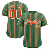 Custom Kelly Green White Tricolor Stripe Fashion Authentic Baseball Jersey