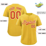 Custom Gold White Tricolor Stripe Fashion Authentic Baseball Jersey