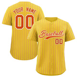 Custom Gold White Tricolor Stripe Fashion Authentic Baseball Jersey