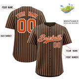 Custom Brown White Tricolor Stripe Fashion Authentic Baseball Jersey