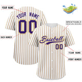 Custom White Purple Tricolor Stripe Fashion Authentic Baseball Jersey