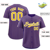 Custom Purple White Tricolor Stripe Fashion Authentic Baseball Jersey