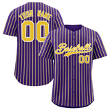 Custom Purple White Tricolor Stripe Fashion Authentic Baseball Jersey