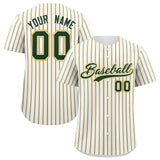 Custom White Green Tricolor Stripe Fashion Authentic Baseball Jersey