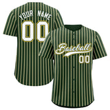 Custom Green Gold Tricolor Stripe Fashion Authentic Baseball Jersey