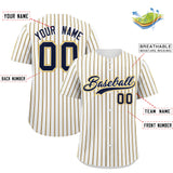 Custom White Navy Tricolor Stripe Fashion Authentic Baseball Jersey
