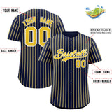 Custom Navy White Tricolor Stripe Fashion Authentic Baseball Jersey