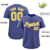 Custom Royal White Tricolor Stripe Fashion Authentic Baseball Jersey