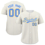 Custom White Powder Blue Tricolor Stripe Fashion Authentic Baseball Jersey
