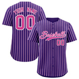 Custom Purple White Tricolor Stripe Fashion Authentic Baseball Jersey
