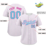 Custom White Sky Blue Tricolor Stripe Fashion Authentic Baseball Jersey