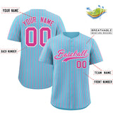 Custom Sky Blue White Tricolor Stripe Fashion Authentic Baseball Jersey