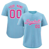 Custom Sky Blue White Tricolor Stripe Fashion Authentic Baseball Jersey