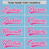 Custom Sky Blue White Tricolor Stripe Fashion Authentic Baseball Jersey