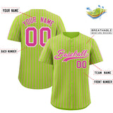 Custom Neon Green White Tricolor Stripe Fashion Authentic Baseball Jersey