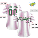 Custom White Kelly Green Tricolor Stripe Fashion Authentic Baseball Jersey