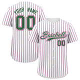 Custom White Kelly Green Tricolor Stripe Fashion Authentic Baseball Jersey
