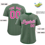 Custom Kelly Green White Tricolor Stripe Fashion Authentic Baseball Jersey