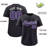 Custom Black White Tricolor Stripe Fashion Authentic Baseball Jersey