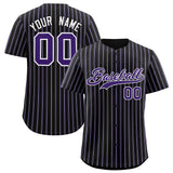 Custom Black White Tricolor Stripe Fashion Authentic Baseball Jersey