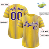 Custom Gold White Tricolor Stripe Fashion Authentic Baseball Jersey