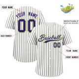 Custom White Neon Green Tricolor Stripe Fashion Authentic Baseball Jersey