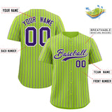 Custom Neon Green White Tricolor Stripe Fashion Authentic Baseball Jersey