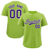 Custom Neon Green White Tricolor Stripe Fashion Authentic Baseball Jersey