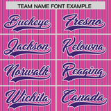 Custom Pink White Tricolor Stripe Fashion Authentic Baseball Jersey