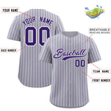Custom Gray White Tricolor Stripe Fashion Authentic Baseball Jersey