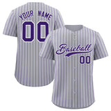 Custom Gray White Tricolor Stripe Fashion Authentic Baseball Jersey