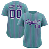 Custom Aqua White Tricolor Stripe Fashion Authentic Baseball Jersey