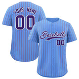 Custom Powder Blue White Tricolor Stripe Fashion Authentic Baseball Jersey