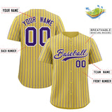 Custom Old Gold White Tricolor Stripe Fashion Authentic Baseball Jersey