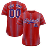 Custom Red White Tricolor Stripe Fashion Authentic Baseball Jersey