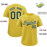 Custom Gold White Tricolor Stripe Fashion Authentic Baseball Jersey