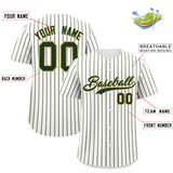 Custom White Khaki Tricolor Stripe Fashion Authentic Baseball Jersey